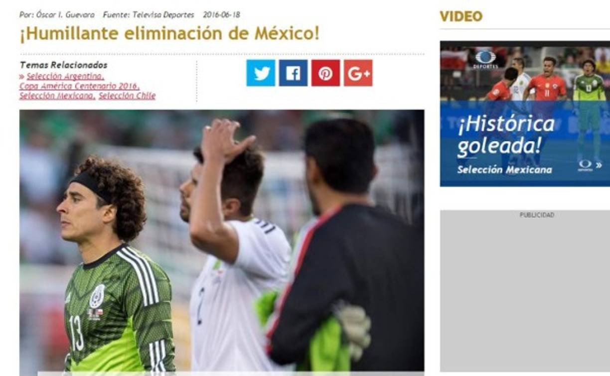 Televisa, ¡Humillante eliminación de México!.