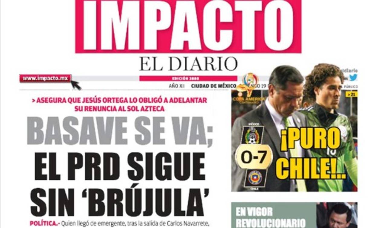 Diario Impacto, titula en su portal; 'Puro Chile'.