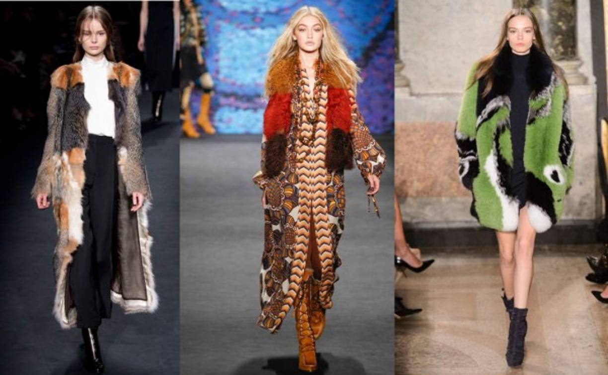 Valentino presentó en su colección de otoño-invierno abrigos con y sin mangas. Pucci experimentó con la mezcla de colores, como este abrigo en verde, negro y blanco.