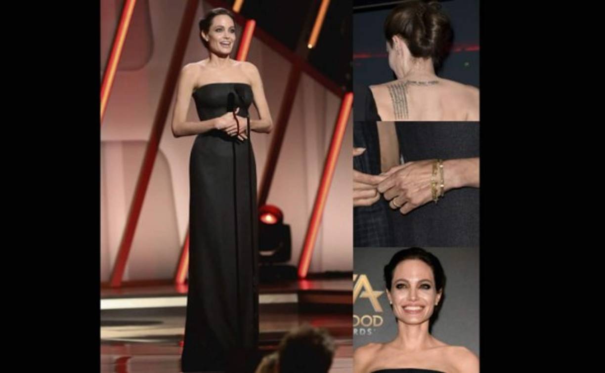 Angelina Jolie en un atelier de Versace.