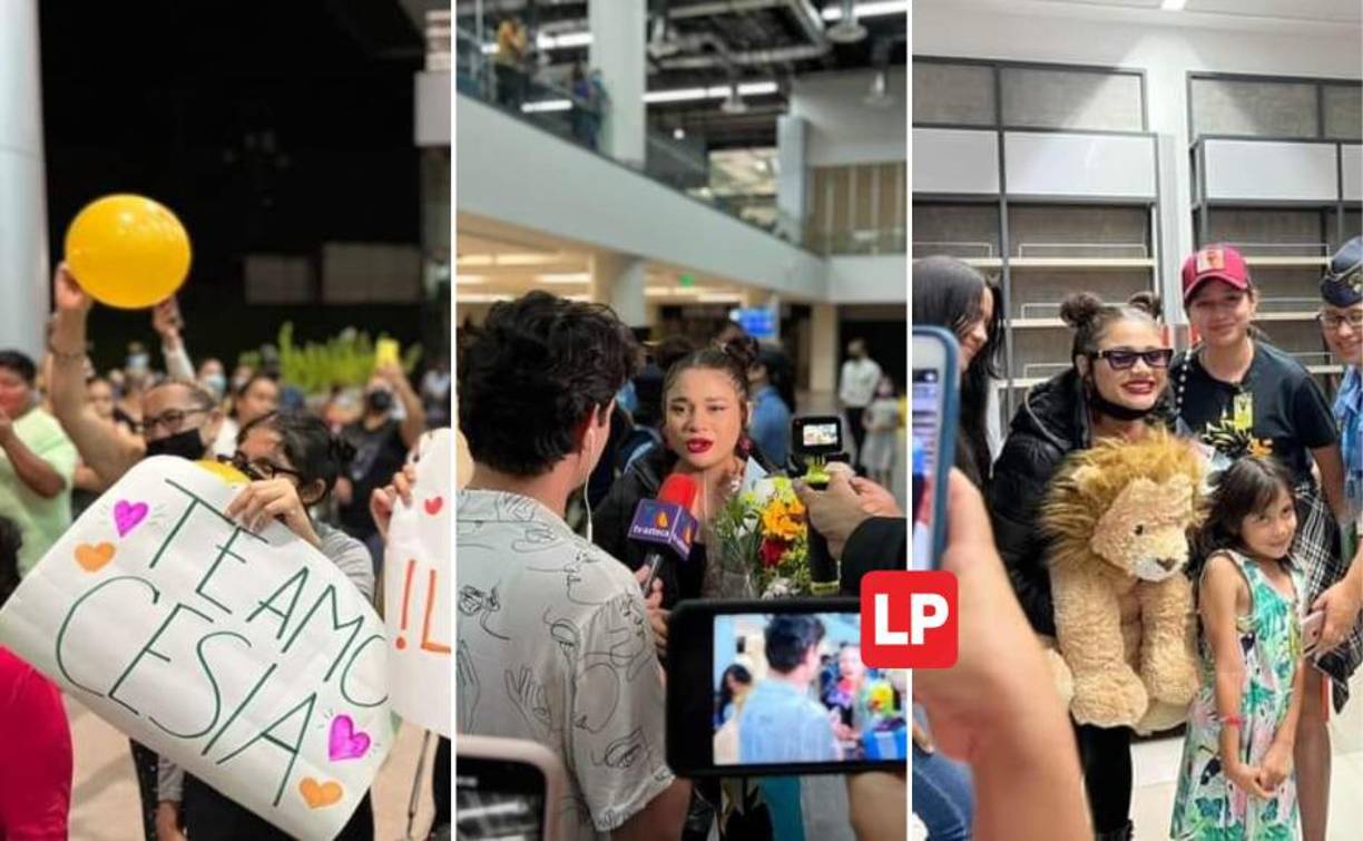 Una multitud de fanáticos hondureños recibió anoche a la cantante Cesia Sáenz, tras su victoria en La Academia: 20 años, en México.