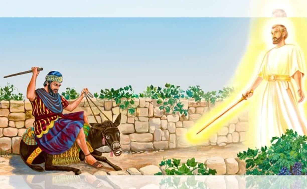 EL BURRO QUE HABLA: Balaam iba a un lugar donde Dios le dijo que no fuera. Puso un ángel de por medio que hacía que su asna se desviara del camino, provocando el enojo de su amo que lo azotó tres veces. La Biblia dice que Dios le dio poder de hablar al asna que le reclamó a su dueño por el maltrato. Números 22 cuenta la historia.