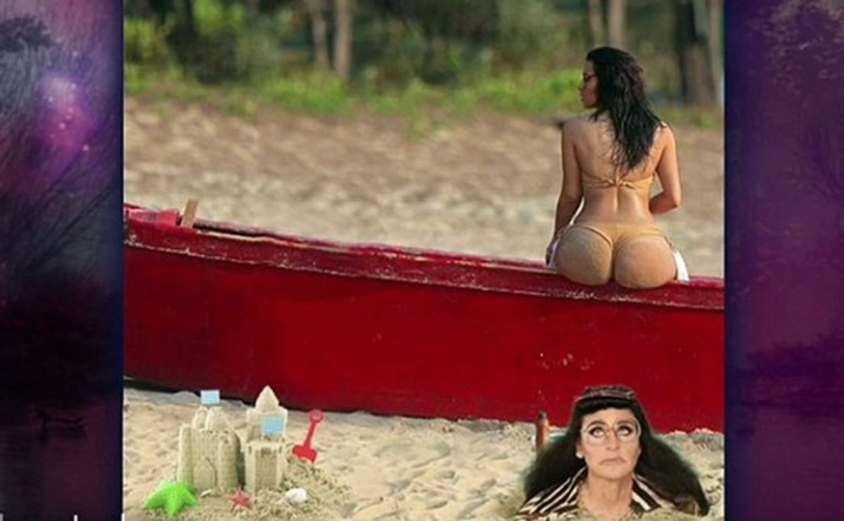 Karla se burla del enorme trasero de su hermana Kim.