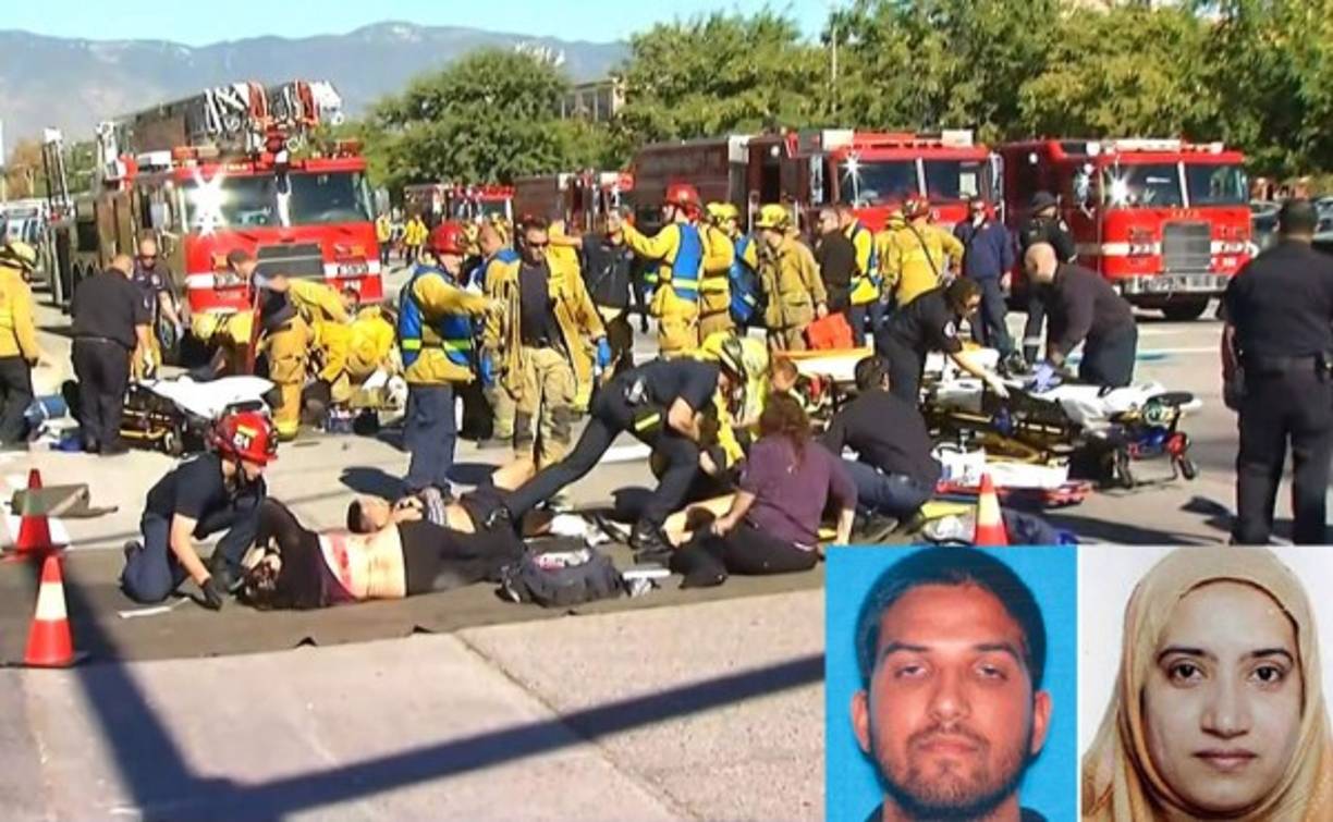 - San Bernardino: 14 muertos -<br/><br/>El 2 de diciembre de 2015, un matrimonio de islamistas radicalizados de origen paquistaní abrió fuego durante un almuerzo navideño en San Bernardino (California, oeste), dejando un saldo de 14 muertos y 22 heridos.<br/>