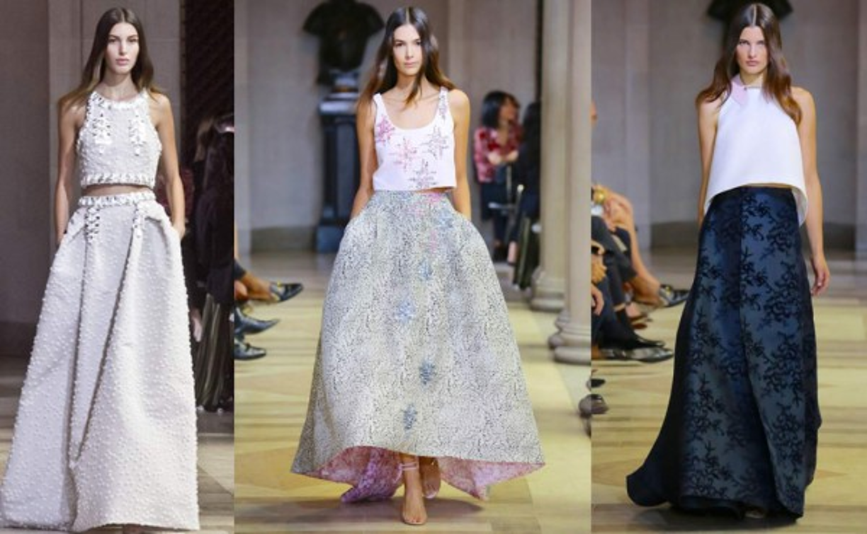 Las maxi faldas combinadas con crop tops con apliques o telas estampadas con el toque floral que la primavera demanda captaron la atención de los amantes de esta sofisticada prenda femenina.