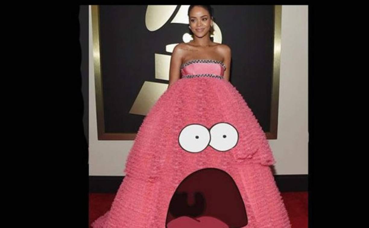 El atuendo de Rihanna fue una de las inspiraciones para los memes de los Grammy 2015.