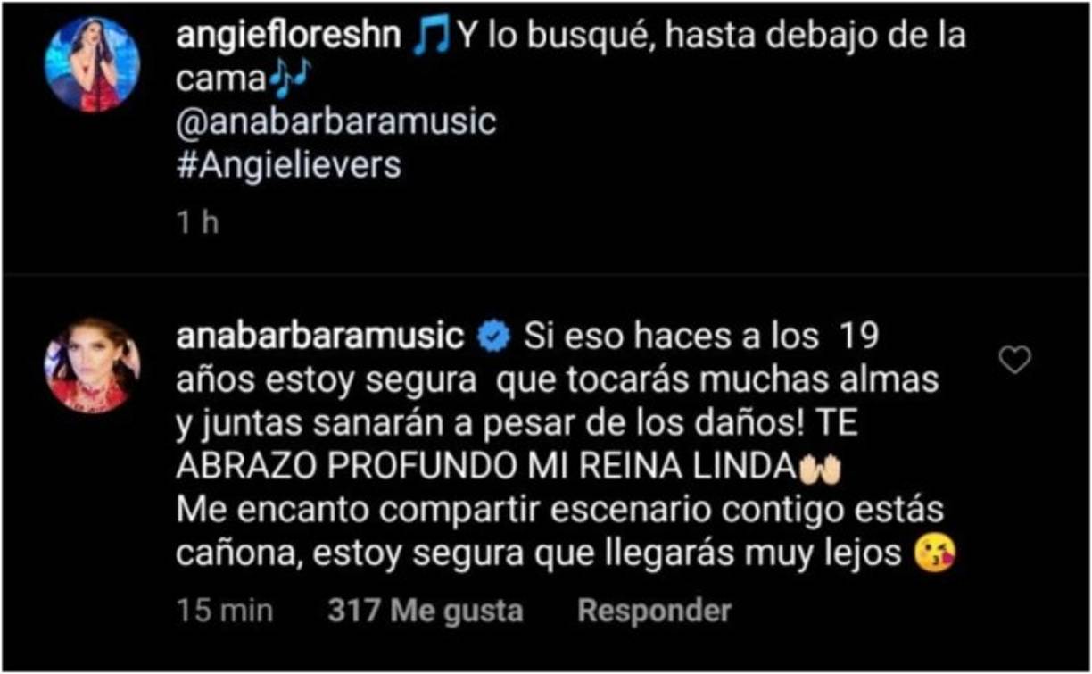 'Si eso haces a los 19 años estoy segura que tocarás muchas almas y juntas sonarán a pesar de los daños', escribió la mexicana, agregando que la abrazaba y le encantó compartir escenario con ella y está segura que llegará muy lejos.