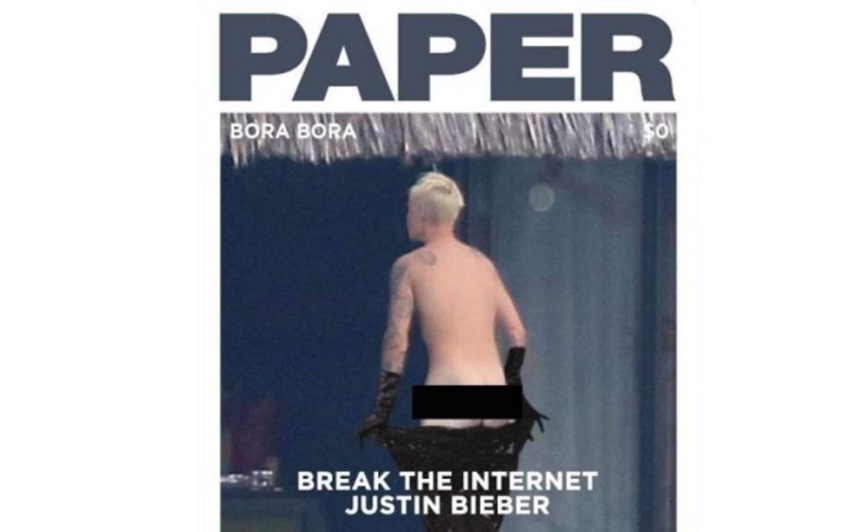 Justin en su desnudo similar al de Kim Kardashian en la revista Paper.