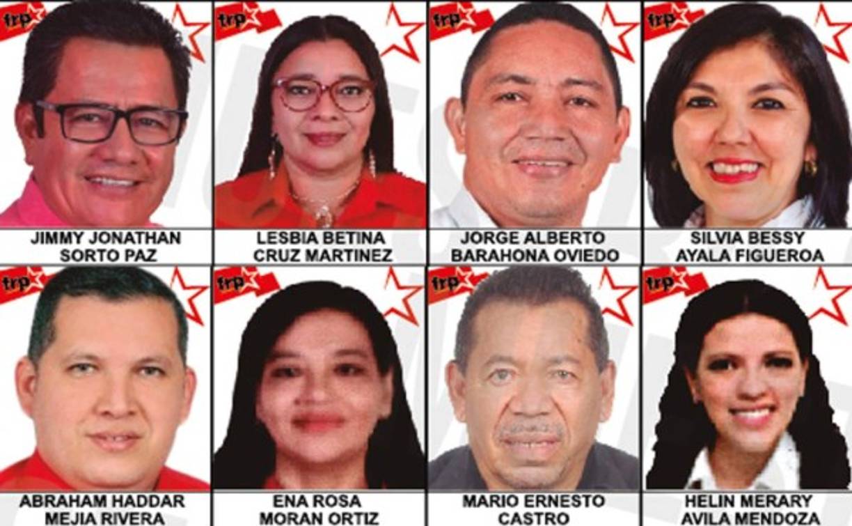 Estos son ocho de los 20 precandidatos a diputados al Congreso Nacional del movimiento FRP de Libertad y Refundación (Libre) que lidera la exprimera dama Xiomara Castro.