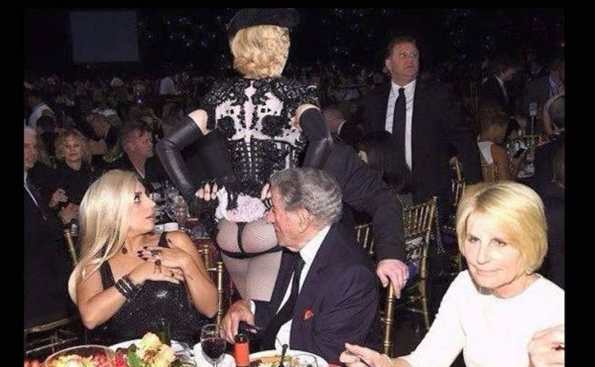 Lady Gaga y Tony Bennett se sorprende con Madonna.