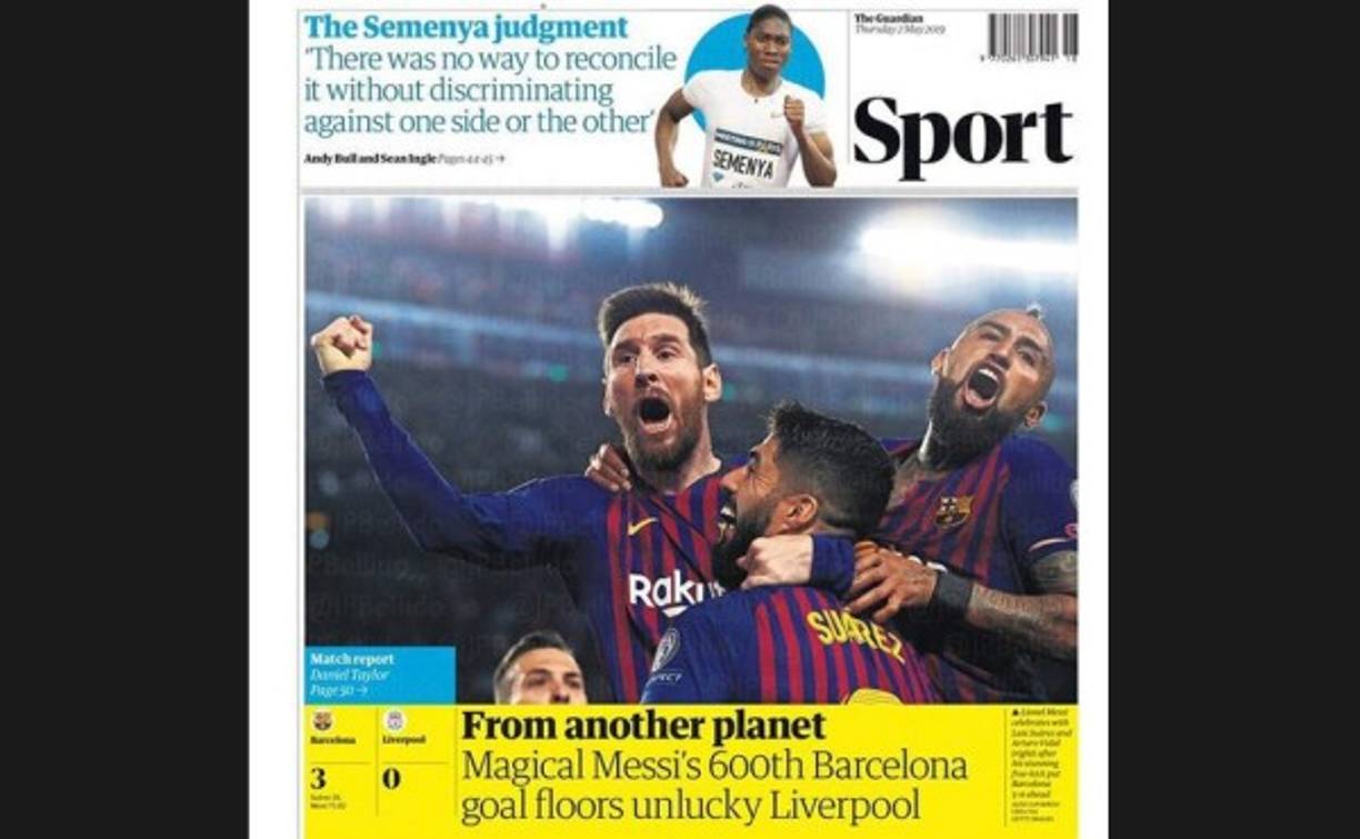 'De otro planeta' aseguró la sección deportiva de 'The Guardian' la actuación de la pulga Messi.