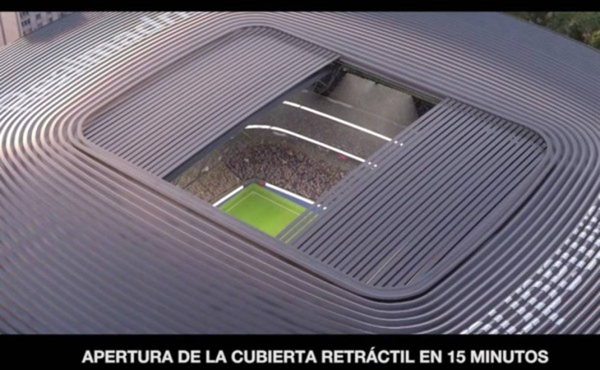 Una de las grandes novedades será su techo retráctil que se abrirá en 15 minutos, según lo explica el video publicado en RealMadrid.com