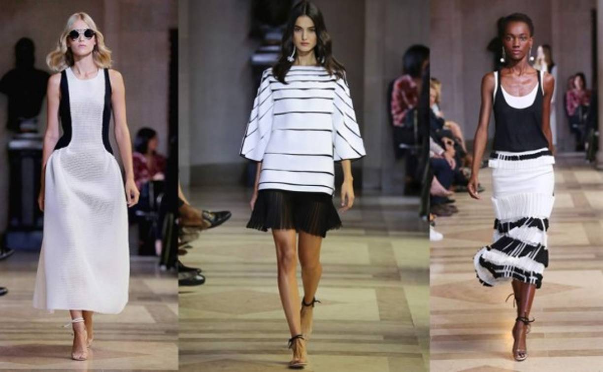 El blanco y negro no podía faltar. CH propone líneas marcadas, paletones y pinzas para realzar la silueta de la mujer.