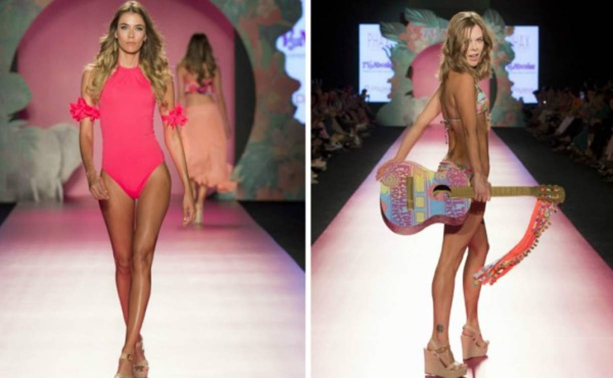 El bañador flamenco, los estampados florales alegres y una mujer divertida y tropical fue la esencia de la colección.