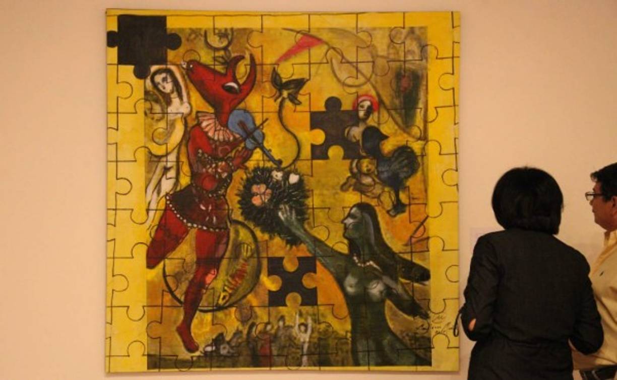 La mezcla de figuras y conceptos del artista.