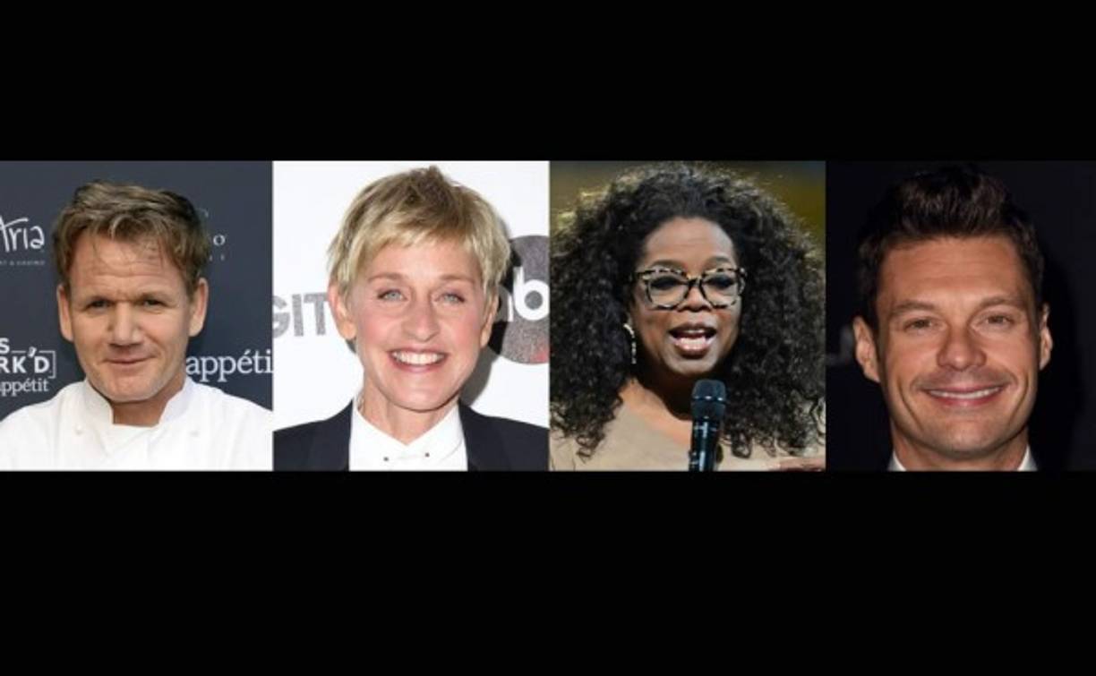 Según la revista 'Forbes', Gordon Ramsay, Ellen DeGeneres, Oprah Winfrey y Ryan Seacrest se encuentran entre los diez más ricos del mundo del entretenimiento en televisión.