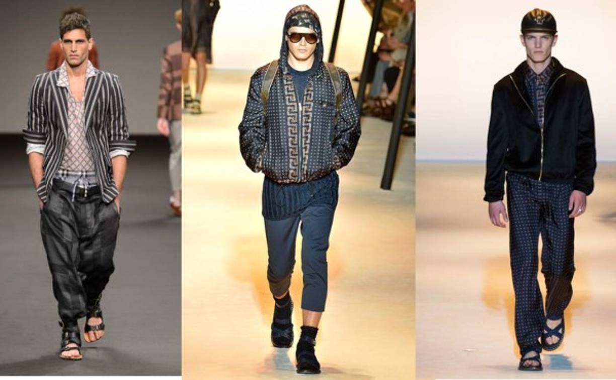 Vivienne Westwood y Versace proponen atrevidas combinaciones de texturas y colores. Los blazer y chamarras para looks casuales.