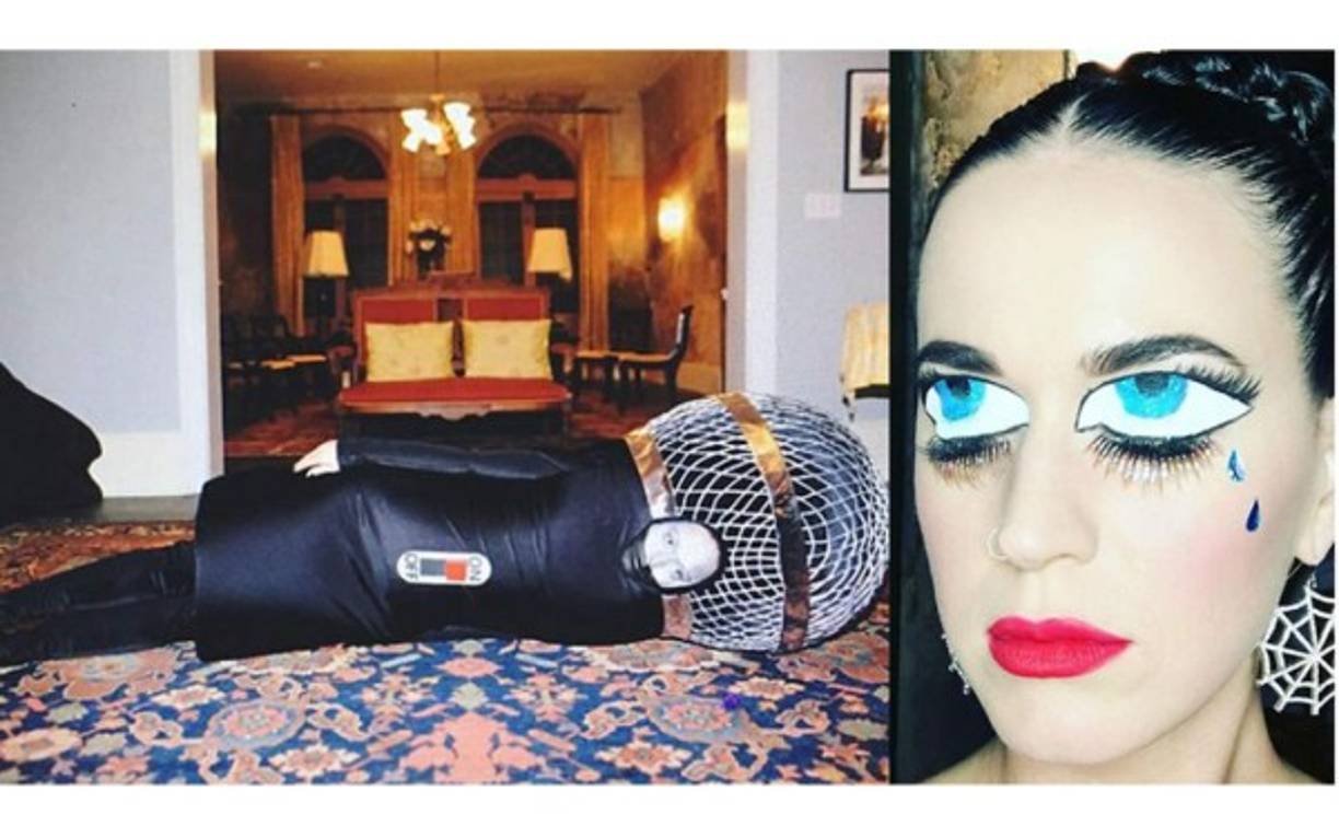 La cantante de pop Katy Perry se maquilló como la princesa Elsa de la película Disney Frozen.