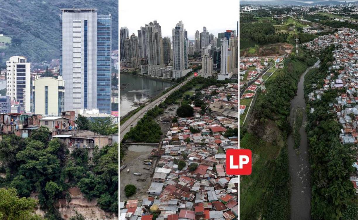 Lujosos edificios o amplias, modernas y ostentosas residencias se levantan al lado de barriadas precarias o asentamientos improvisados en ciudades como Tegucigalpa (Honduras), Ciudad de Panamá (Panamá) y San José (Costa Rica). Texto: EFE