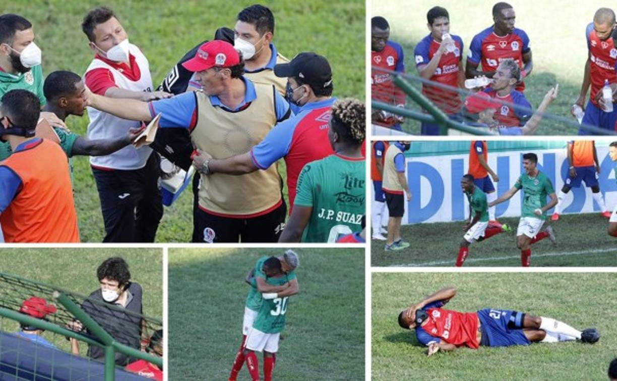 Las imágenes de la victoria del Marathón (3-1) contra el Olimpia en el partido de ida de la final de grupos para definir al ganador de las vueltas regulares del Torneo Apertura 2020 de Honduras. Fotos Neptalí Romero