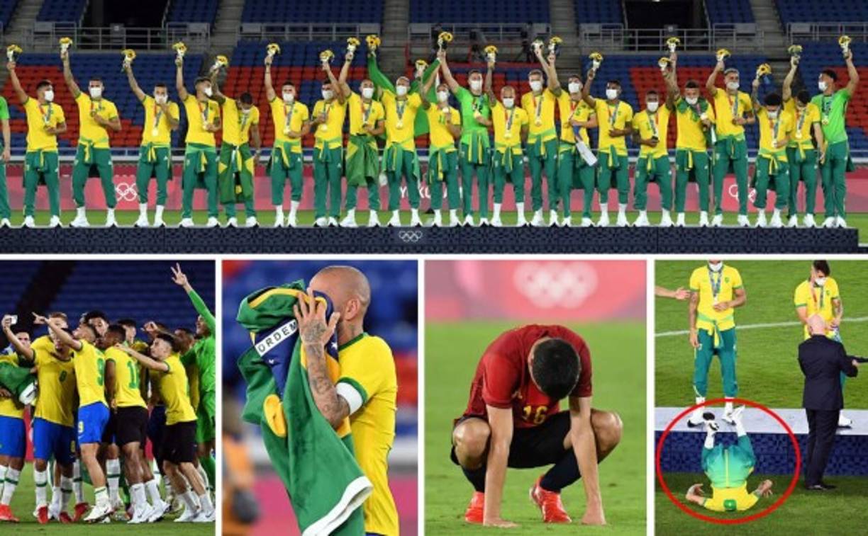 Las imágenes de la victoria de Brasil (2-1) sobre España en la final de los Juegos Olímpicos de Tokio-2020. El equipo brasileño ganó su segundo oro consecutivo en unas Olimpiadas. Foto AFP/EFE