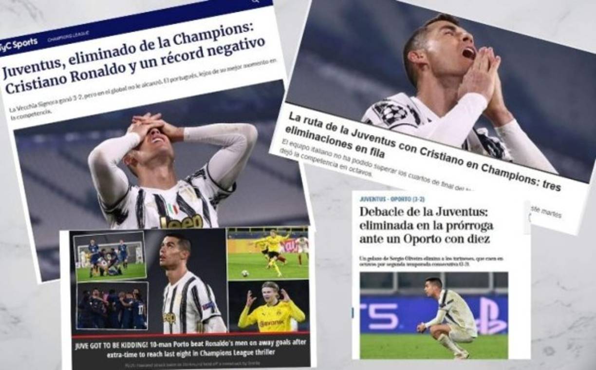 Los portales deportivos más influyentes del mundo replican sobre la eliminación de la Juventus de Cristiano Ronaldo y su negativo récord.