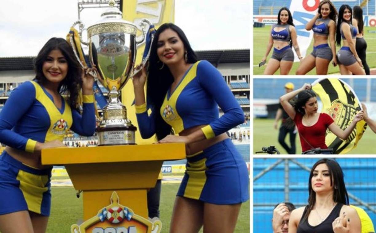 El primer partido de la final entre Real España y Motagua es adornado por hermosas chicas en el estadio Olímpico.
