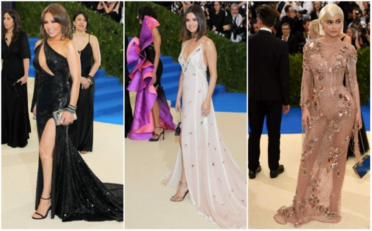 La actriz mexicana Thalia, la cantante Selena Gómez y la modelo Kylie Jenner.
