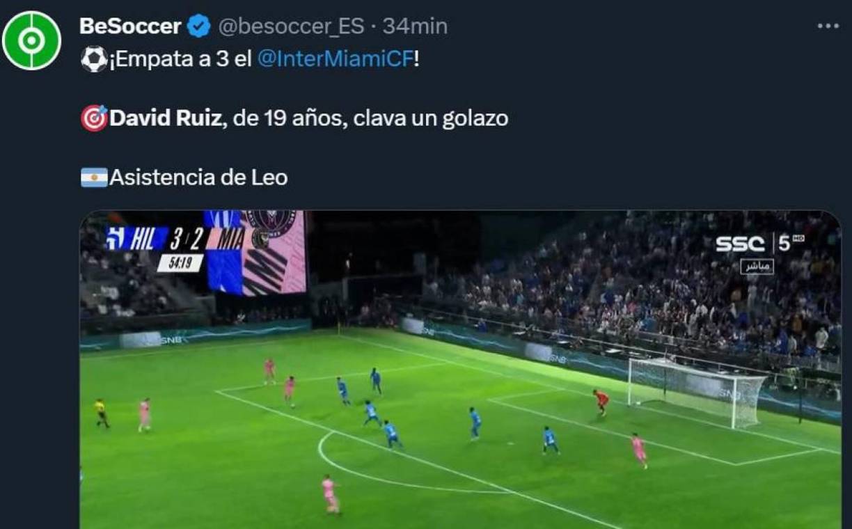 BeSoccer: “David Ruiz, de 19 años, clava un golazo. Asistencia de Leo”.