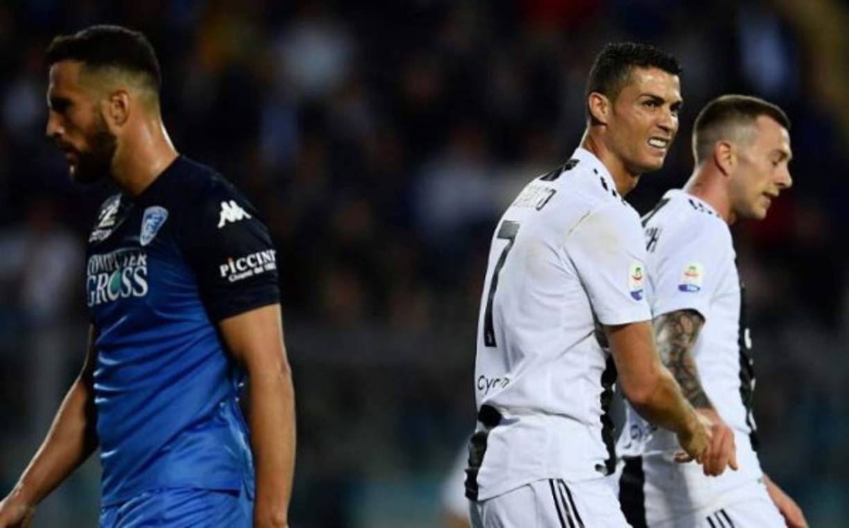 El primer tiempo finalizó con la Juventus derrotada por el Empoli y a CR7 se le vio desesperado.