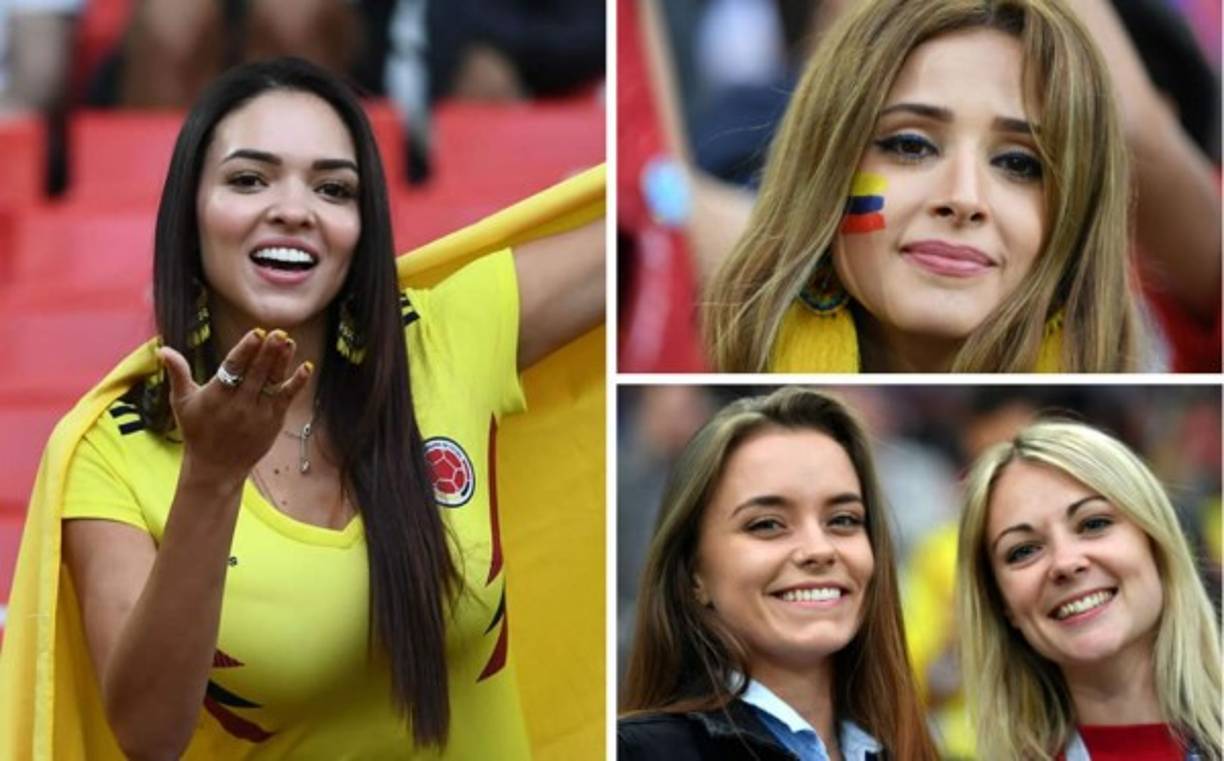 Las hermosas aficionadas colombianas e ingleses que han animado el partido en el estadio Spartak de Moscú.