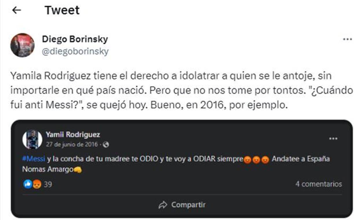 En las redes sociales también recordaron que Yamila siempre ha sido detractora de Messi. 