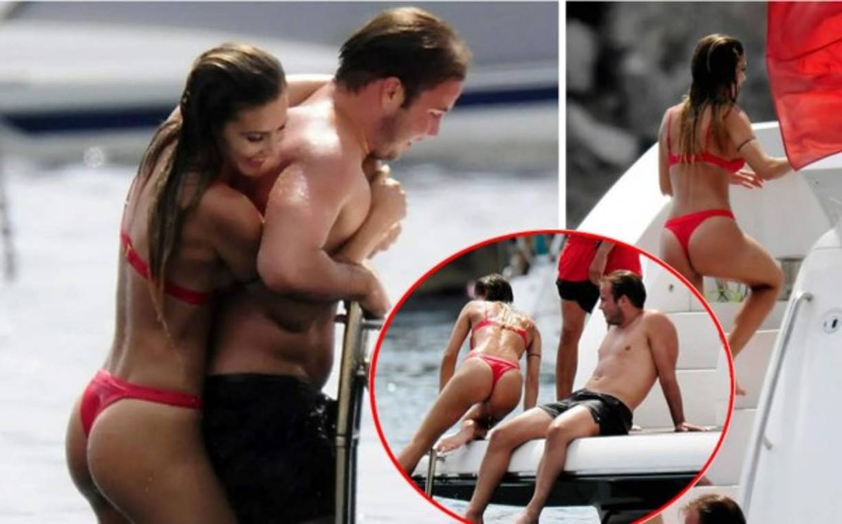 Varios diarios británicos publicaron una serie de imágenes de Ann-Kathrin Brommel, la hermosa y sensual novia del futbolista alemán Mario Götze disfrutanto en un yate tras el parón de selecciones por las fechas FIFA.