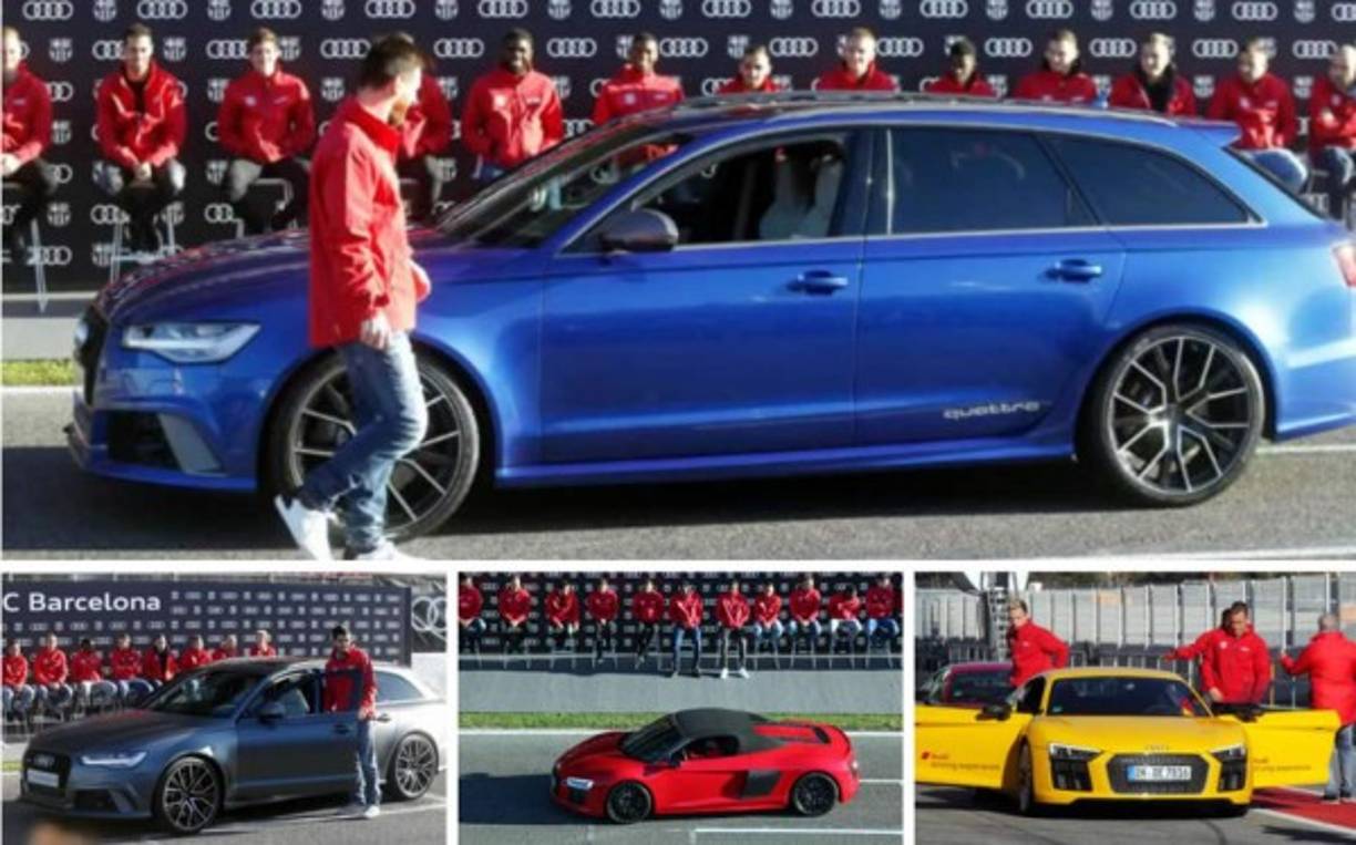 La plantilla del FC Barcelona disfrutó de una jornada de emociones recibiendo los Audi que conducirá esta temporada 2017-2018.