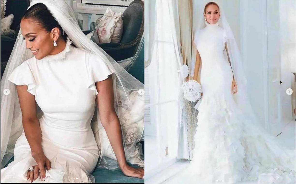 Así de hermosa y regia lució Jennifer López el día de su boda con Ben Affleck. 