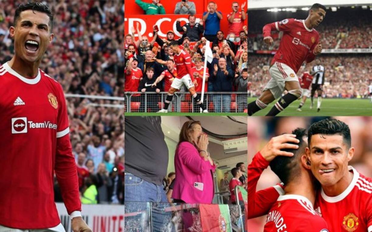 Cristiano Ronaldo tuvo un regreso de ensueño al fútbol de Inglaterra ya que se lució en la goleada del Manchester United sobre el Newcastle. La madre del astro portugués no pudo contener la emoción. Fotos AFP, EFE y Manchester United Twitter.