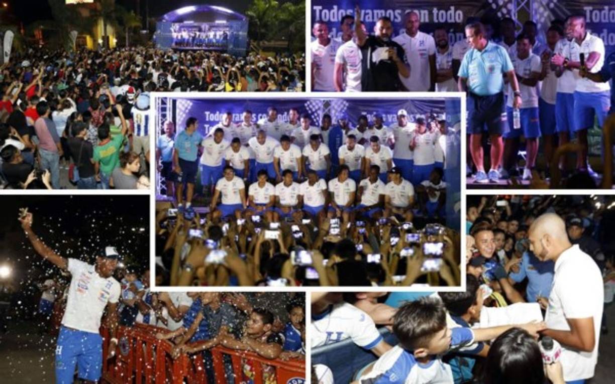 Los jugadores y el entrenador de la Selección de Honduras se dejaron querer por los aficionados cholomeños en el Mall Las Américas de Choloma, en la víspera del partido contra Australia.