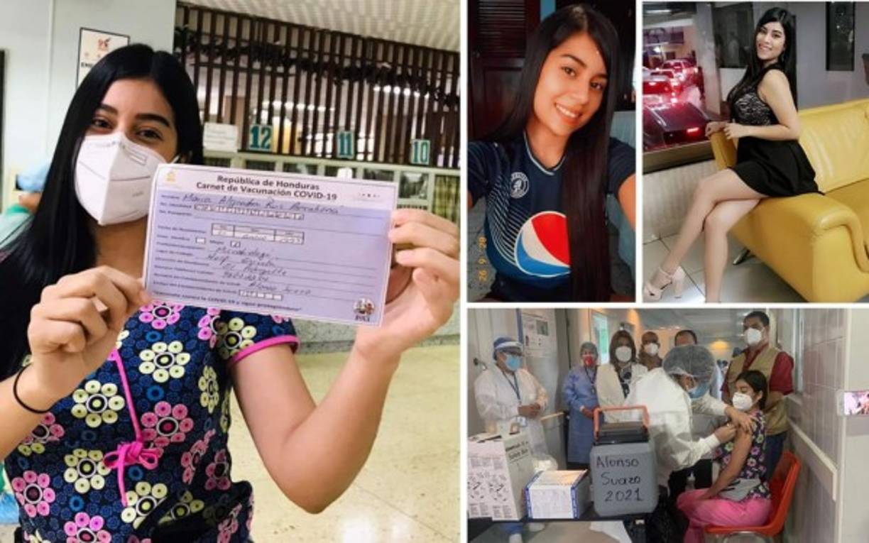 La bella María Alejandra Ruiz, novia del defensa uruguayo Mathías Techera del Marathón, se convirtió en la primera vacunada contra el COVID-19 en el Hospital Escuela Universitario de Tegucigalpa, la semana pasada.