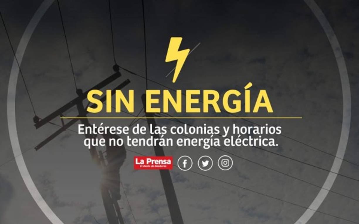 A continuación el detalle de las zonas y horarios en donde se suspenderá el servicio de energía por mantenimiento de líneas.