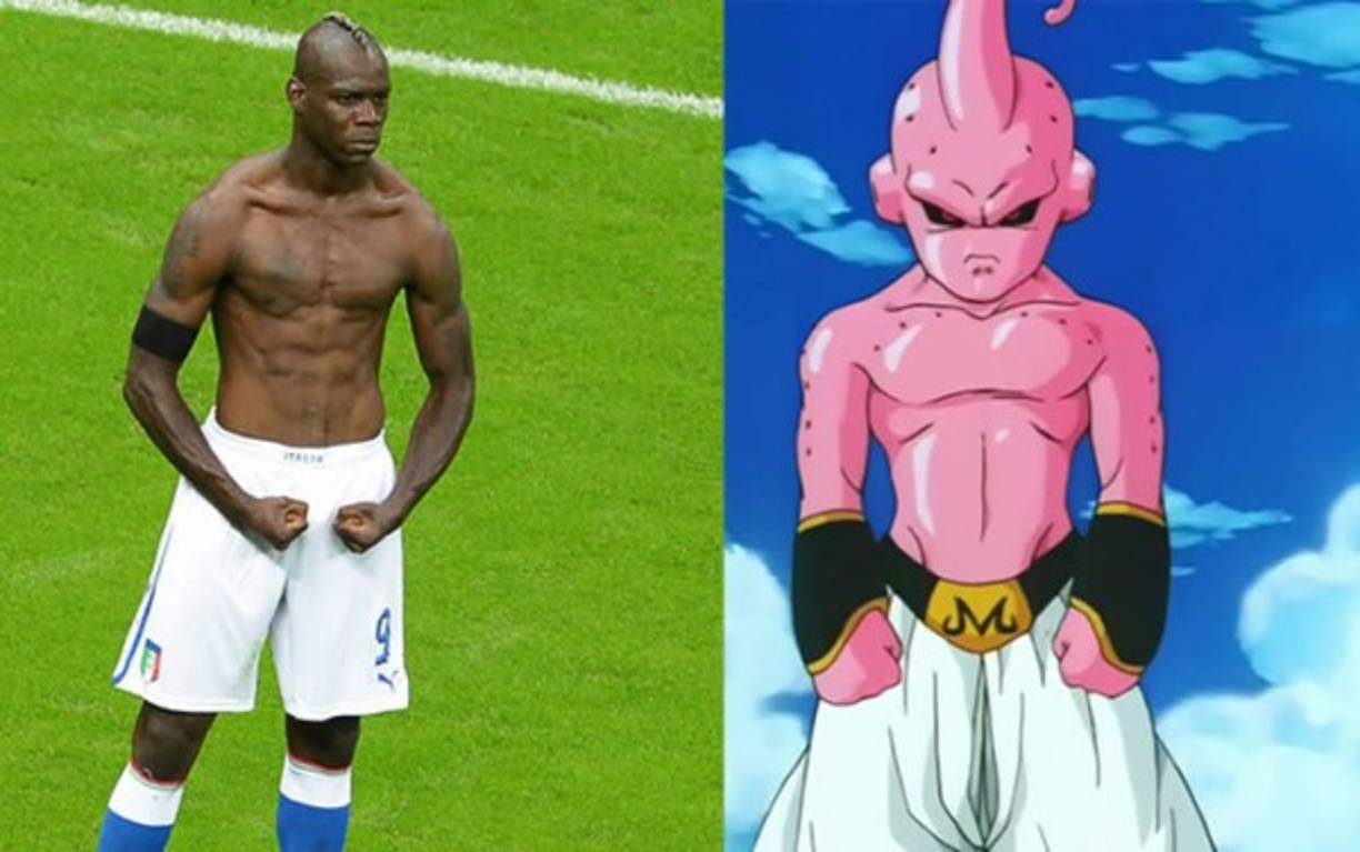 Mario Balotelli no puede quedarse fuera, pues su doble es nada más y nada menos que Mayimbu, el cruel personaje de Dragon Ball Z.