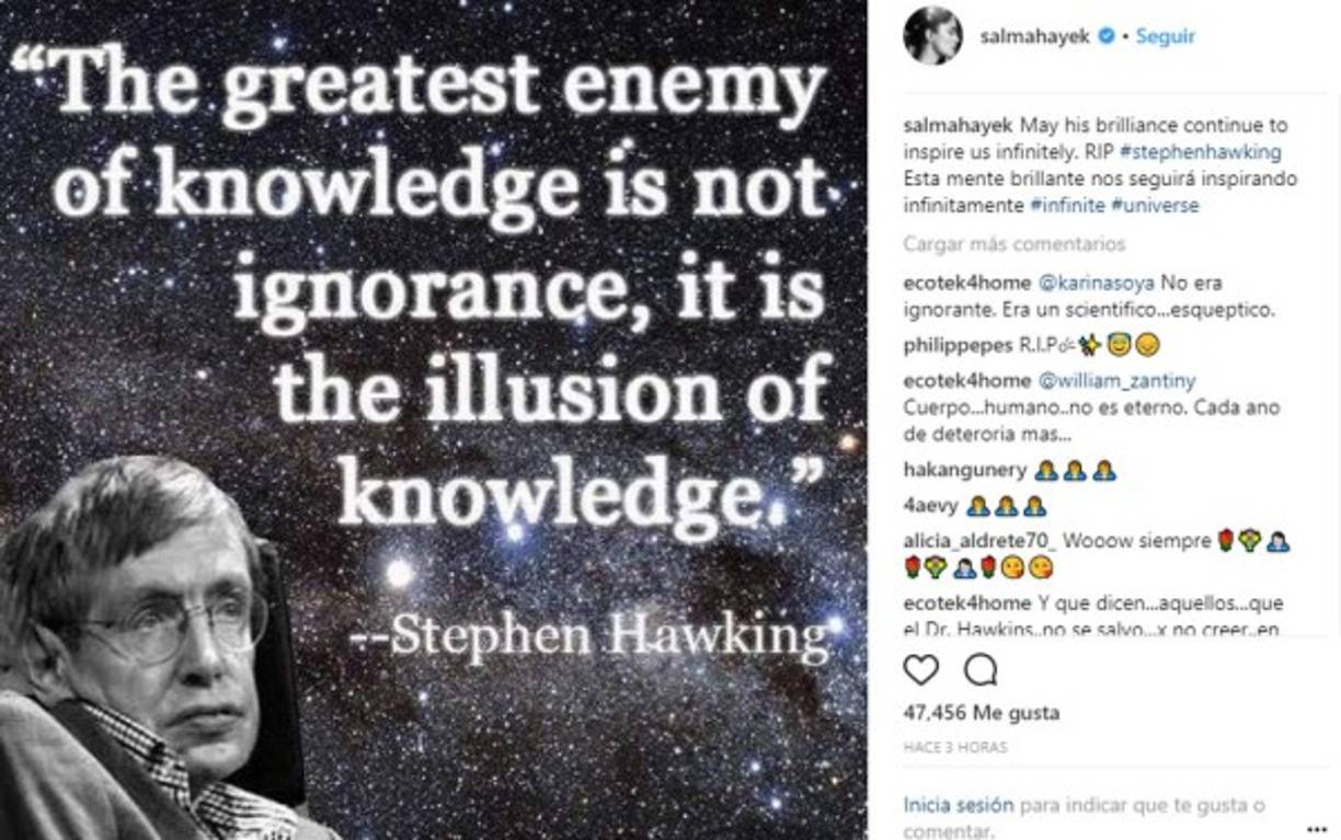 'Que su brillantez continúe inspirándonos infinitamente. Esta mente brillante nos sigue inspirando infinitamente'.