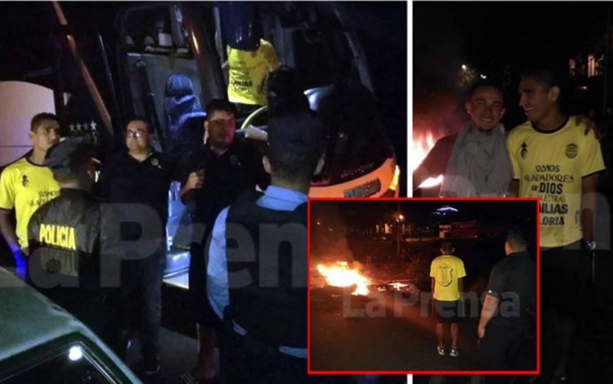 Los jugadores del Real España y el cuerpo técnico se quedaron atrapados por las tomas en las carreteras.