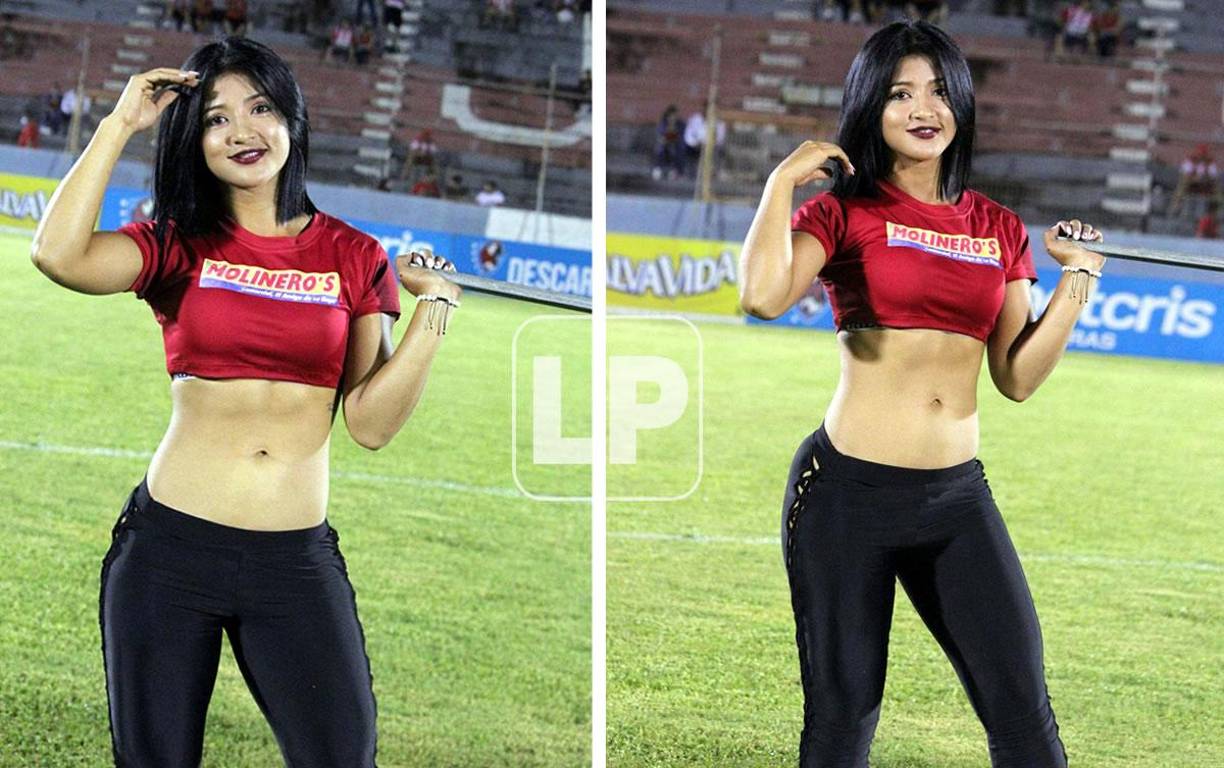 Esta sexy edecán cautivó en el estadio Ceibeño durante el partido Vida-Marathón.