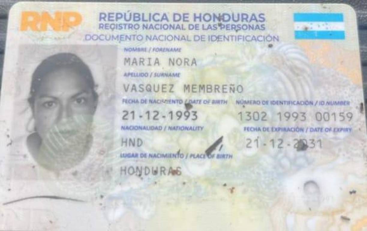 Esta era el DNI que portaba la hondureña al momento de su muerte.