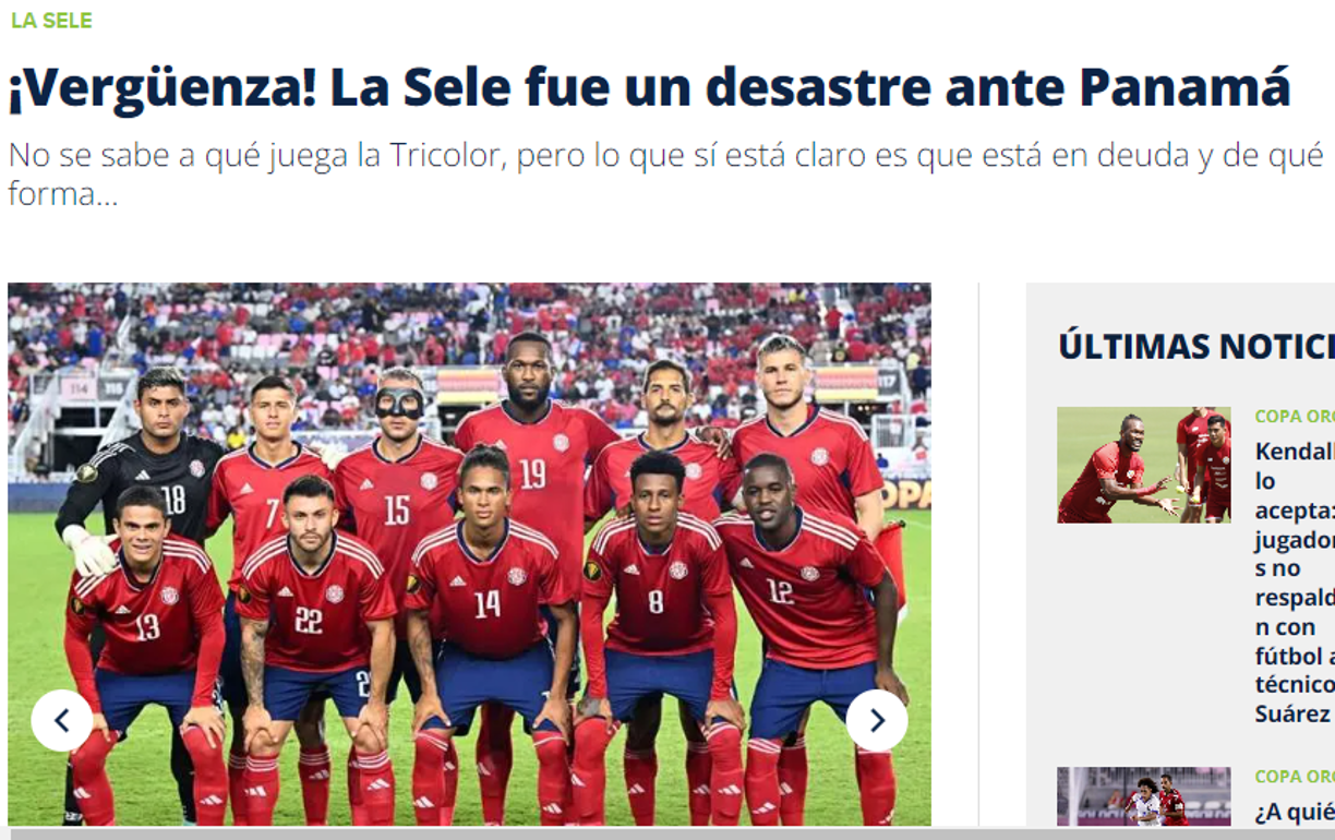 Teletica: “¡Vergüenza! La Sele fue un desastre ante Panamá”.