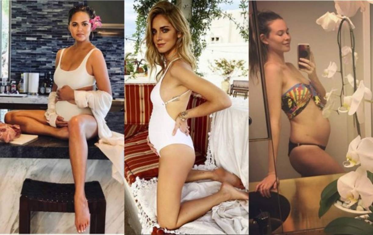Chrissy Teigen, Chiara Ferragni y Behati Prinsloo son algunas de las famosas que esperan con alegría a la cigüeña.