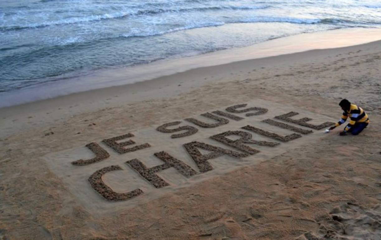 Una escultura de arena en La India.