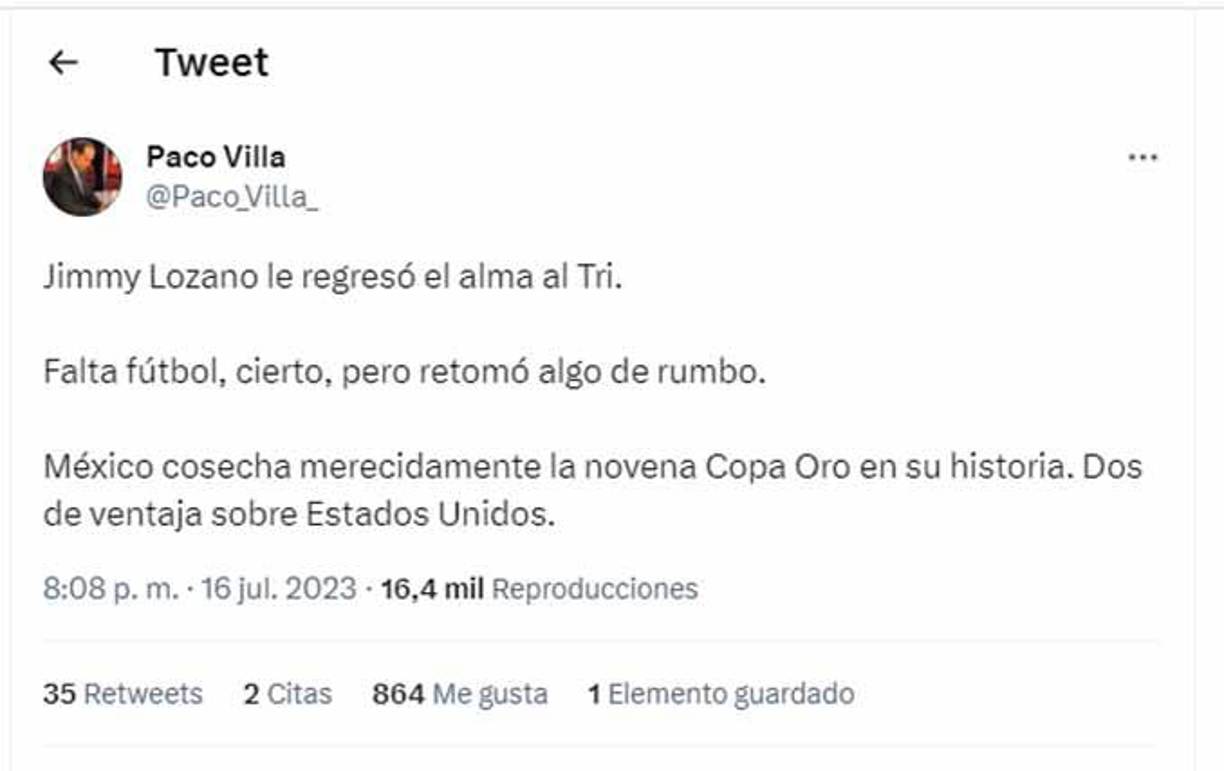El periodista Paco Villa de TUDN dio su punto de vista y señaló que Jaime Lozano debe continuar al frente de la selección mexicana. 