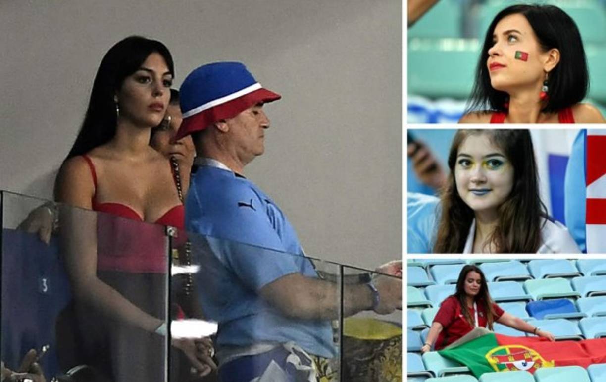 Las bellezas que han adornado el partido de octavos de final del Mundial de Rusia 2018 entre Uruguay y Portugal. Georgina Rodríguez, novia de Cristiano Ronaldo, llamó la atención en el estadio.