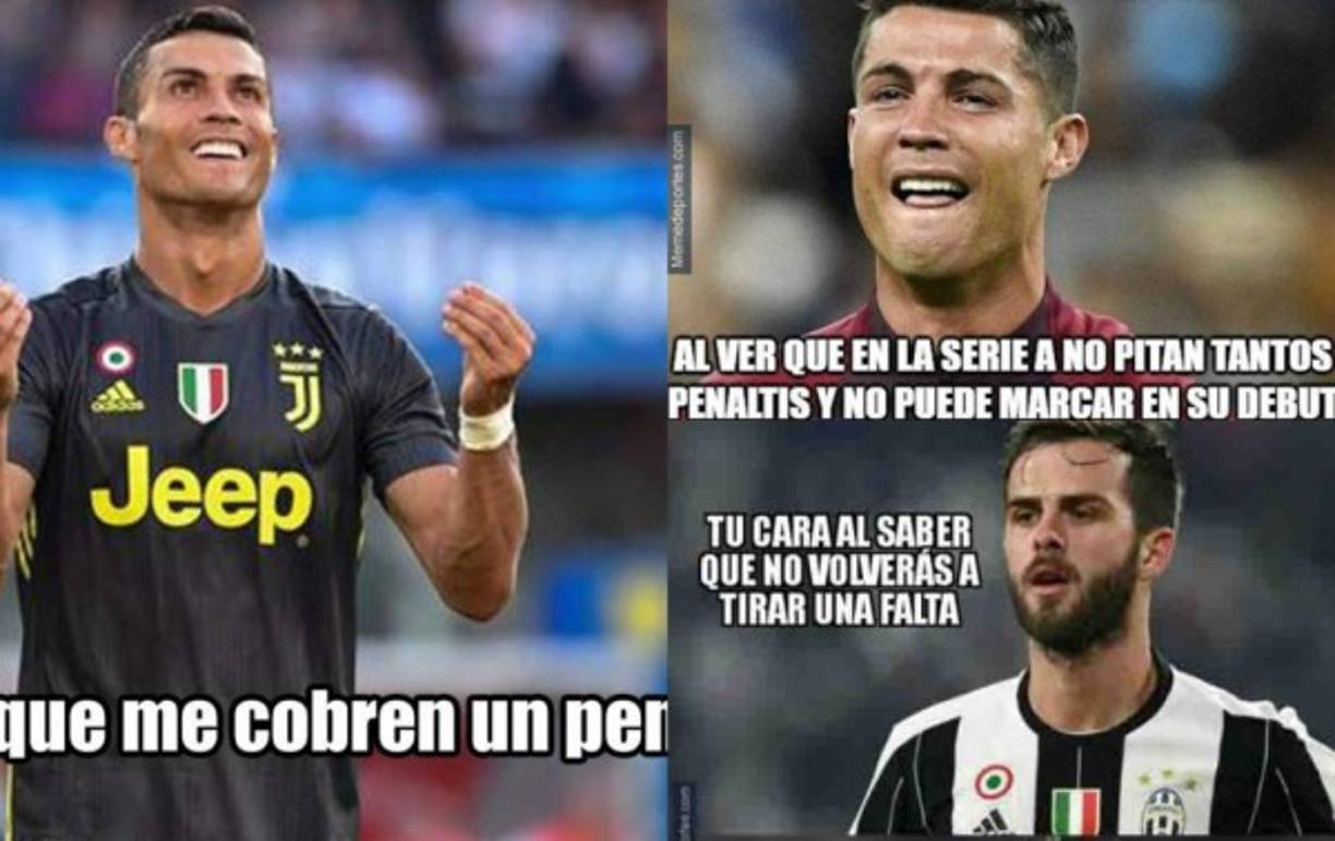 Cristiano Ronaldo, fichaje estrella del Juventus en el último mercado, ofreció detalles de clase en sus primeros dos partidos oficiales con el club turinés, a la espera de poder celebrar sus primeros goles. Por no marcar, los memes no pueden faltar y CR7 es objeto de burlas.